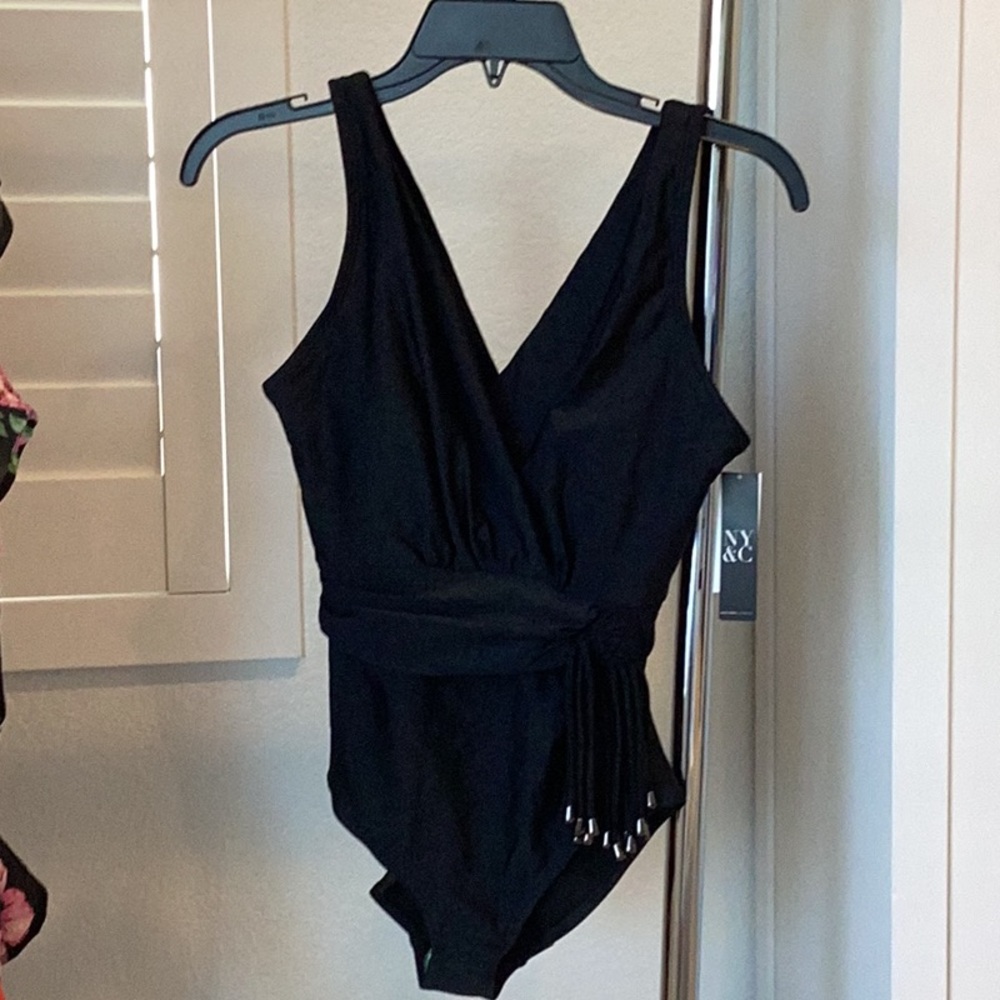 NY&Co Black One-Piece Swimsuit, Size Small, NWT